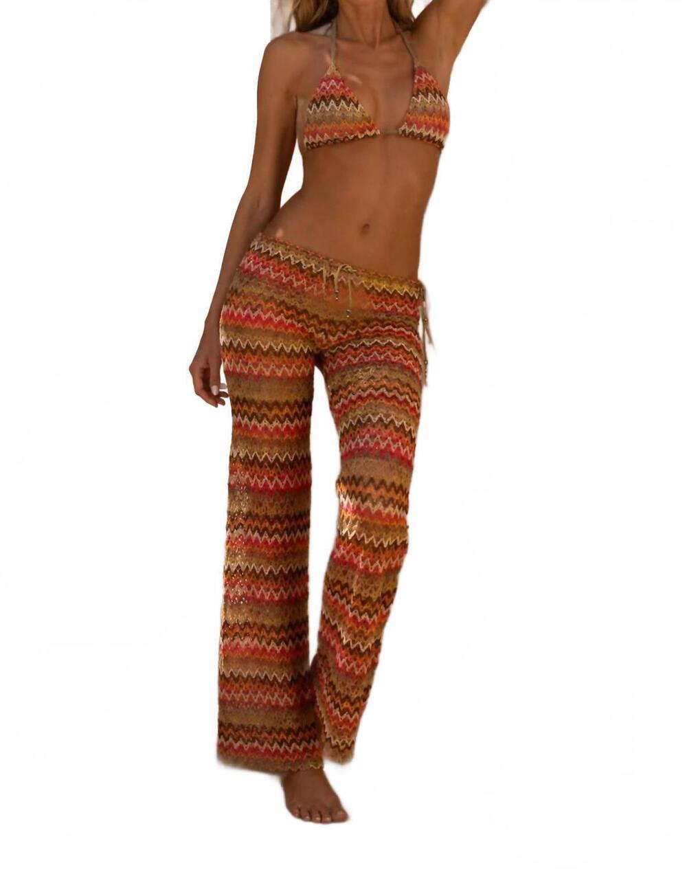 NEW ULA SWIMWEAR amira crochet cover up pants in multicolor
